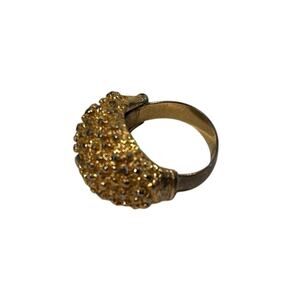 MCM Vintage Gold Textured Cocktail  Ring Adjustable